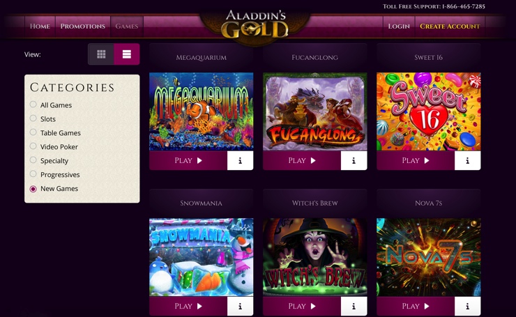 Aladdin's Gold Casino Games